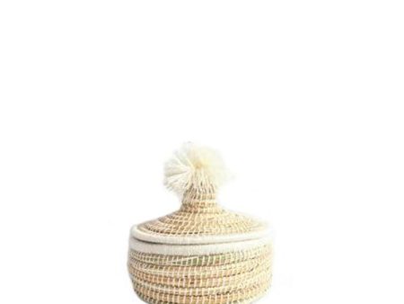 Berber Lidded Bijoux Basket Pompom - Natural For Discount