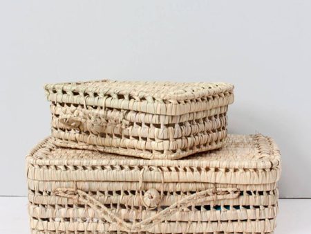 Bohemia Design Woven Palm Leaf Suitcase For Sale